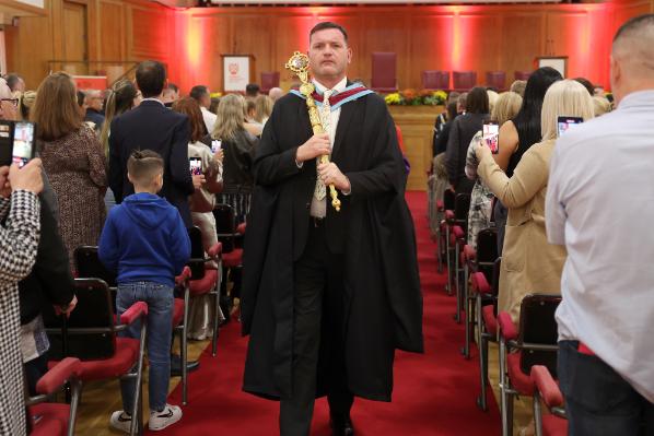 Alistair Stewart. Director of Civic Engagement & Social Responsibility (CESR) leads the academic procession